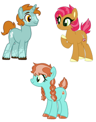 Size: 1104x1401 | Tagged: safe, artist:dreamybae, artist:mint-light, artist:n0va-bases, artist:scaretcreations, babs seed, snips, oc, oc:sally sweet, earth pony, pony, unicorn, g4, base used, bips, colored hooves, female, male, offspring, older, older babs seed, older snips, parent:babs seed, parent:snips, parents:bips, shipping, simple background, straight, transparent background