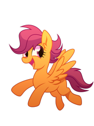 Size: 3120x4160 | Tagged: safe, artist:yaco, scootaloo, pegasus, pony, g4, blank flank, cute, cutealoo, female, filly, flying, high res, open mouth, scootaloo can fly, simple background, solo, transparent background