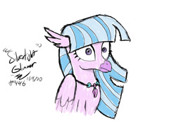 Size: 1032x729 | Tagged: safe, artist:johnerose126, silverstream, hippogriff, g4, alternate hairstyle, bust, female, mane swap, not twilight sparkle, portrait, simple background, solo, traditional art, white background