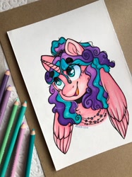 Size: 1280x1707 | Tagged: safe, artist:canadianpancake1, princess flurry heart, alicorn, pony, g4, bust, curly hair, curly mane, older, older flurry heart, pencil, solo, traditional art