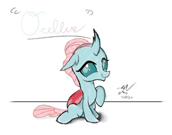 Size: 760x600 | Tagged: safe, artist:johnerose126, ocellus, changedling, changeling, g4, cute, diaocelles, female, simple background, sitting, smiling, solo, white background