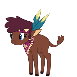 Size: 2000x2000 | Tagged: safe, artist:magicpebbles, oc, oc only, oc:wildthorn, bison, buffalo, bandana, braid, buffalo oc, calf, cute, feather, female, high res, ocbetes, simple background, solo, transparent background