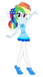 Size: 343x602 | Tagged: safe, artist:cookiechans2, artist:selenaede, artist:user15432, rainbow dash, fairy, human, equestria girls, g4, ballerina, ballet, ballet slippers, base used, blue dress, braided ponytail, clothes, crown, dress, fairy princess, fairy wings, fairyized, flower, flower in hair, jewelry, leggings, ponytail, princess rainbow dash, rainbow dash always dresses in style, rainbowrina, regalia, shoes, simple background, slippers, solo, sparkly wings, sugar plum fairy, sugarplum fairy, transparent background, tutu, wings