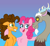 Size: 650x600 | Tagged: safe, artist:spyro-for-life, cheese sandwich, discord, pinkie pie, draconequus, earth pony, pony, g4, blushing, cheesecordpie, female, gay, hoof on shoulder, male, ot3, polyamory, ship:cheesecord, ship:cheesepie, ship:discopie, shipping, stallion, straight