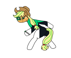 Size: 612x495 | Tagged: safe, artist:solarheclipse, applejack, earth pony, semi-anthro, g4, arm hooves, cowboy hat, crossover, dc superhero girls, green lantern, hat, ponytail, simple background, solo, transparent background, yellow mane