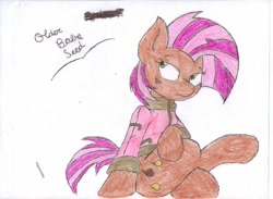 Size: 1024x751 | Tagged: safe, artist:the lone rodent, babs seed, earth pony, pony, g4, female, mare, older, older babs seed, simple background, solo, traditional art, white background, wrong cutie mark