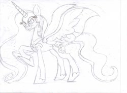 Size: 1024x751 | Tagged: safe, artist:the lone rodent, nightmare moon, alicorn, pony, g4, female, mare, simple background, sketch, solo, white background