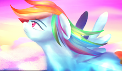 Size: 1200x700 | Tagged: safe, artist:snowzaaah, rainbow dash, pegasus, pony, g4, painting, solo