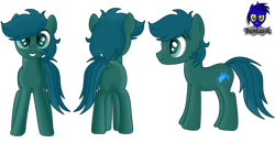 Size: 7980x4154 | Tagged: safe, artist:damlanil, oc, oc only, oc:poison trail, earth pony, pony, absurd resolution, butt, colored pupils, commission, cute, dock, featureless crotch, happy, looking at you, male, plot, show accurate, simple background, smiling, solo, stallion, transparent background, vector