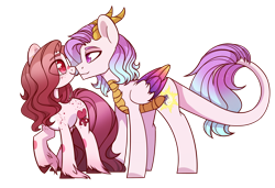 Size: 1280x874 | Tagged: safe, artist:cloud-fly, oc, oc only, dracony, dragon, earth pony, hybrid, pony, female, male, mare, simple background, transparent background