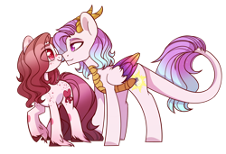 Size: 1280x874 | Tagged: safe, artist:lazycloud, oc, oc only, dracony, dragon, earth pony, hybrid, pony, female, male, mare, simple background, transparent background