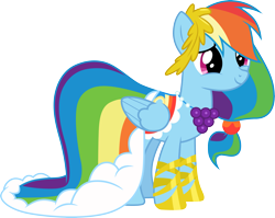Size: 3767x3000 | Tagged: safe, artist:cloudyglow, rainbow dash, pegasus, pony, the best night ever, .ai available, alternate hairstyle, clothes, cute, dashabetes, dress, female, gala dress, grand galloping gala, high res, mare, rainbow dash always dresses in style, simple background, smiling, solo, transparent background, vector
