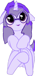 Size: 570x1244 | Tagged: safe, artist:mellow91, oc, oc only, oc:glass sight, pony, unicorn, blushing, cute, female, glasses, happy, looking at you, ocbetes, simple background, sitting, smiling, solo, transparent background
