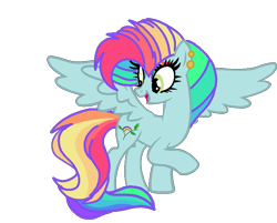 Size: 785x630 | Tagged: safe, artist:circuspaparazzi5678, oc, oc only, oc:rainbow blitz, pegasus, pony, alicorn wings, base used, ear piercing, earring, jewelry, magical lesbian spawn, multicolored hair, offspring, parent:fluttershy, parent:rainbow dash, parents:flutterdash, piercing, rainbow hair, rainbow makeup, simple background, solo, transparent background