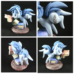 Size: 1920x1920 | Tagged: safe, artist:kindbird, oc, oc only, oc:blue quill, earth pony, pony, book, craft, sculpture, solo