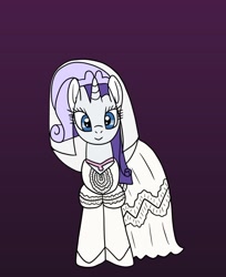 Size: 1280x1571 | Tagged: safe, artist:platinumdrop, rarity, pony, g4, clothes, dress, gradient background, request, simple background, solo, wedding dress
