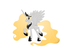 Size: 2048x1536 | Tagged: safe, artist:laalaaangel, alicorn, pony, alicornified, hoof shoes, jewelry, peytral, ponified, race swap, raised hoof, simple background, six (musical), solo, tiara, white background