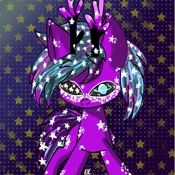 Size: 635x636 | Tagged: safe, artist:galacticaries, oc, oc only, oc:orion, deer, deer pony, original species, abstract background, antlers, male, signature, wingding eyes