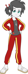 Size: 1727x4500 | Tagged: safe, artist:limedazzle, oc, oc:eaststern, equestria girls, g4, hairpin, hand on hip, looking at you, reference sheet, sandals, show accurate, simple background, tracksuit, transparent background, whistle