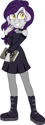 Size: 1618x4500 | Tagged: safe, artist:limedazzle, oc, oc:gothy moon, equestria girls, g4, crazy eyes, evil grin, goth, grin, reference sheet, show accurate, simple background, smiling, smiling at you, transparent background