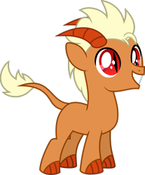Size: 2471x2988 | Tagged: safe, artist:bnau, derpibooru exclusive, oc, oc only, oc:orobas, dracony, dragon, hybrid, pony, colt, happy, high res, horns, leonine tail, male, show accurate, simple background, smiling, transparent background, vector, younger
