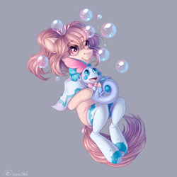 Size: 2500x2500 | Tagged: safe, artist:neonishe, oc, oc only, earth pony, pony, sobble, bubble, clothes, female, high res, pokémon, socks, solo