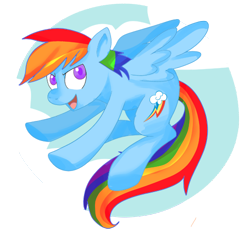 Size: 500x466 | Tagged: safe, artist:blynxee, rainbow dash, pegasus, pony, g4, backwards cutie mark, circle background, colored pupils, female, flying, mare, simple background, solo, transparent background