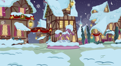 Size: 3304x1815 | Tagged: safe, artist:vector-brony, g4, background, no pony, ponyville, snow, statue