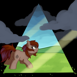Size: 1200x1200 | Tagged: safe, artist:neuro, oc, oc only, oc:honour bound, earth pony, pony, fanfic:everyday life with guardsmares, 4chan, cloud, cutie mark, earth pony oc, everyday life with guardsmares, grass, grass field, royal guard, sweat
