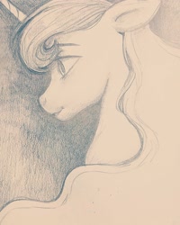 Size: 1639x2048 | Tagged: safe, artist:imalou, princess luna, alicorn, pony, g4, bust, female, portrait, profile, traditional art