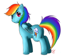 Size: 1600x1200 | Tagged: safe, artist:collaredginger, rainbow dash, pegasus, pony, g4, backwards cutie mark, female, mare, simple background, solo, white background