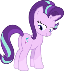 Size: 2165x2418 | Tagged: safe, artist:uigsyvigvusy, edit, editor:slayerbvc, vector edit, starlight glimmer, pony, unicorn, g4, butt, coat markings, female, glimmer glutes, high res, looking back, mare, plot, simple background, socks (coat markings), solo, transparent background, vector