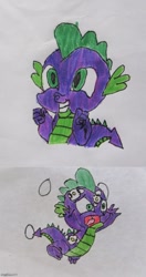 Size: 500x944 | Tagged: safe, artist:spikeabuser, spike, dragon, g4, horse play, it ain't easy being breezies, broken eggs, drawing, egg, solo