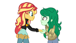 Size: 1920x1080 | Tagged: safe, artist:gmaplay, sunset shimmer, wallflower blush, equestria girls, equestria girls specials, g4, my little pony equestria girls: better together, my little pony equestria girls: forgotten friendship, cute, flowerbetes, simple background, transparent background