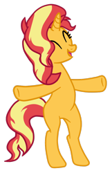Size: 668x1028 | Tagged: safe, artist:gmaplay, sunset shimmer, pony, unicorn, equestria girls, equestria girls specials, g4, my little pony equestria girls: better together, my little pony equestria girls: forgotten friendship, bipedal, cute, eyes closed, open mouth, shimmerbetes, simple background, solo, t pose, transparent background, vector