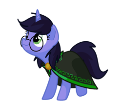 Size: 1280x1126 | Tagged: safe, artist:andromedasparkz, oc, oc only, oc:deep delver, pony, unicorn, cape, clothes, female, glasses, mare, simple background, transparent background