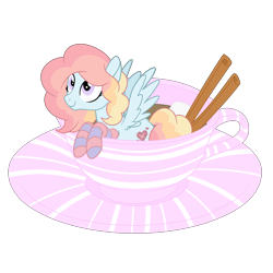 Size: 1700x1700 | Tagged: safe, artist:katelynleeann42, oc, oc only, oc:pastel petals, pegasus, pony, cup, cup of pony, female, mare, micro, simple background, solo, teacup, transparent background