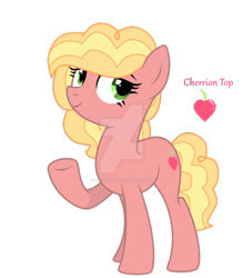 Size: 1280x1460 | Tagged: safe, artist:hate-love12, oc, oc only, oc:cherrion top, earth pony, pony, deviantart watermark, female, mare, obtrusive watermark, offspring, offspring's offspring, parent:li'l cheese, parent:little mac, parents:li'l mac n cheese, simple background, solo, transparent background, watermark