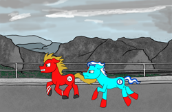 Size: 3900x2550 | Tagged: safe, artist:grymnoire, oc, oc only, earth pony, pony, commission, ferrari 330 p3, ford gt40, ford v ferrari, high res, male, ponified, racing, stallion