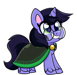 Size: 2186x2122 | Tagged: safe, artist:grymnoire, oc, oc only, oc:deep delver, pony, unicorn, g4.5, my little pony: pony life, cape, chibi, clothes, female, glasses, high res, mare, simple background, transparent background
