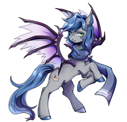 Size: 4800x4608 | Tagged: safe, artist:魄月, oc, oc only, oc:starlight classics, bat pony, pony, absurd resolution, clothes, scarf, simple background, solo, transparent background