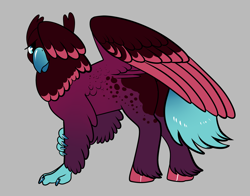Size: 2800x2200 | Tagged: safe, artist:loryska, oc, oc only, hippogriff, crack ship offspring, high res, magical lesbian spawn, offspring, parent:gilda, parent:tempest shadow, simple background, solo