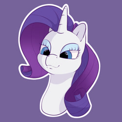 Size: 1500x1500 | Tagged: safe, artist:aquaticvibes, rarity, pony, unicorn, g4, bust, female, mare, portrait, purple background, simple background, solo, white outline