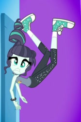 Size: 793x1189 | Tagged: safe, edit, edited screencap, screencap, coloratura, epic fails, equestria girls, g4, my little pony equestria girls: summertime shorts, bare shoulders, clothes, derp, female, ouch, pants, rara, rotated, sleeveless, solo, strapless, yoga pants