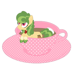 Size: 1700x1700 | Tagged: safe, artist:katelynleeann42, oc, oc only, oc:clover, earth pony, pony, chibi, cup, cup of pony, female, mare, micro, simple background, solo, transparent background
