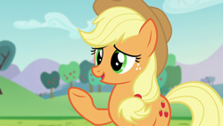 Size: 1920x1080 | Tagged: safe, screencap, applejack, earth pony, pony, g4, the mane attraction, female, mare, solo