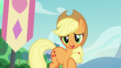 Size: 1920x1080 | Tagged: safe, screencap, applejack, earth pony, pony, g4, the mane attraction, female, mare, solo