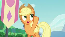 Size: 1920x1080 | Tagged: safe, screencap, applejack, earth pony, pony, g4, the mane attraction, female, mare, solo