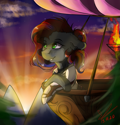 Size: 1465x1535 | Tagged: safe, artist:yuris, oc, oc only, pony, balloon, solo, sunset