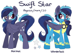 Size: 2224x1668 | Tagged: safe, artist:cinnamontee, oc, oc only, oc:swift star, pegasus, pony, clothes, female, mare, reference sheet, simple background, solo, transparent background, uniform, wonderbolts uniform